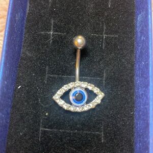 # 108 Evil Eye Belly Button Rings  Dangle Silver Stainless Steel Crystal